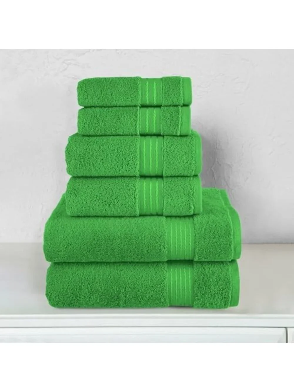 Premium 6-Piece Cotton Towel Set - 100% Turkish, Soft & Absorbent, Emerald Green